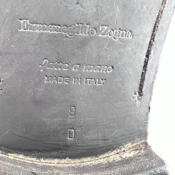 Ermenegildo Zegna Men Size 9D Brown Leather Penny Loafers Slip On Dress Shoes